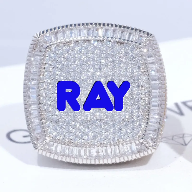 CUSTOM LETTER 3D ICED RING sold by The GUU Shop