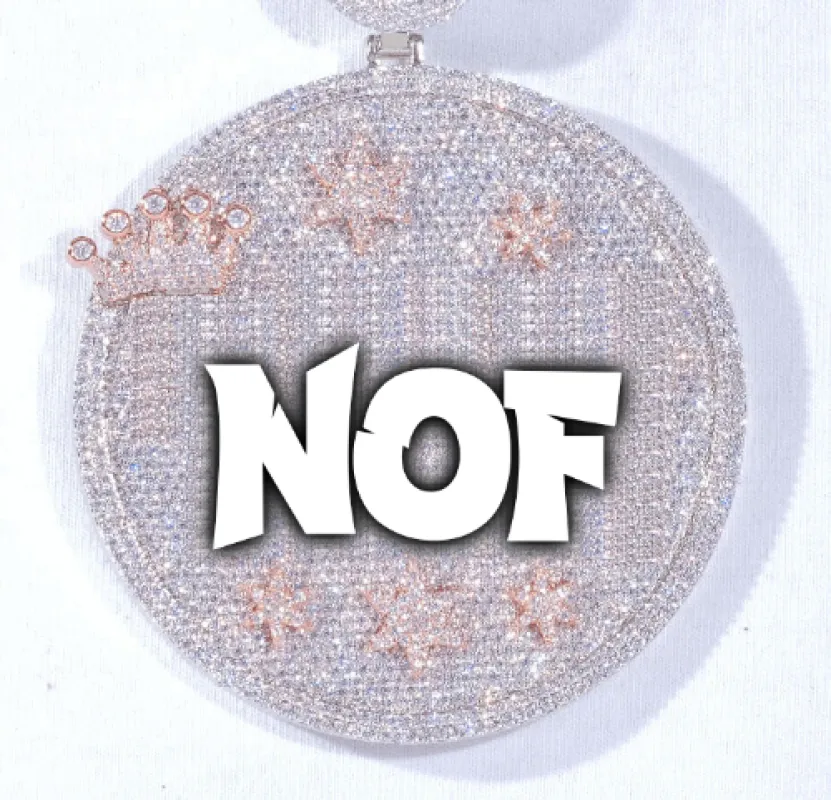 CUSTOM LETTER NECKLACE 3D BIG CROWN DISC sold by The GUU Shop