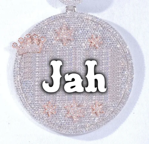 CUSTOM LETTER NECKLACE 3D BIG CROWN DISC sold by The GUU Shop