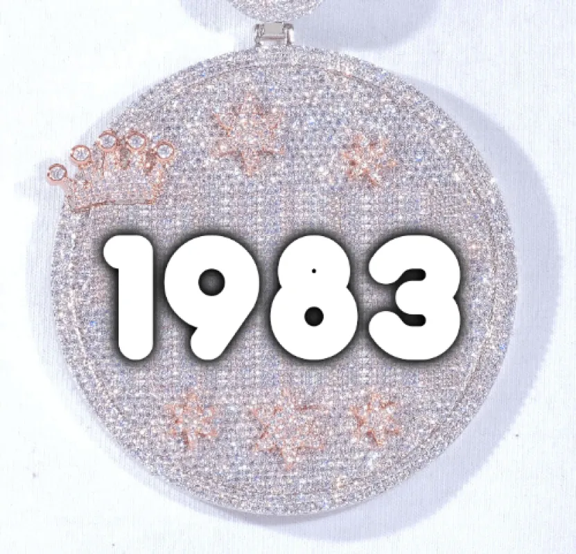 CUSTOM LETTER NECKLACE 3D BIG CROWN DISC sold by The GUU Shop