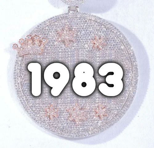 CUSTOM LETTER NECKLACE 3D BIG CROWN DISC sold by The GUU Shop