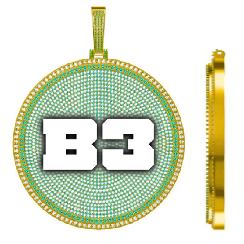 CUSTOM LETTER NECKLACE 3D BIG DISC sold by The GUU Shop