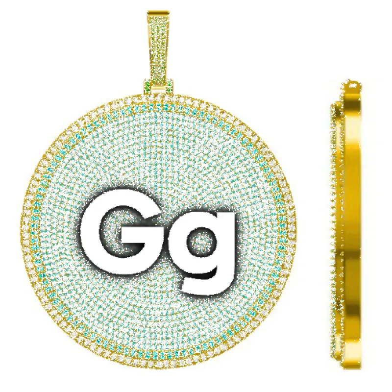 CUSTOM LETTER NECKLACE 3D BIG DISC sold by The GUU Shop