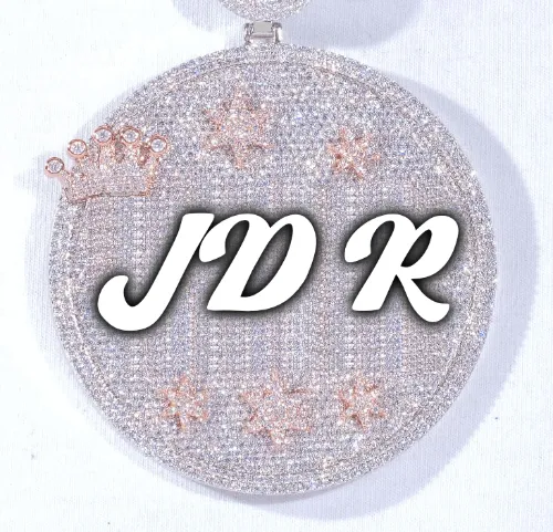 CUSTOM LETTER NECKLACE 3D BIG CROWN DISC sold by The GUU Shop