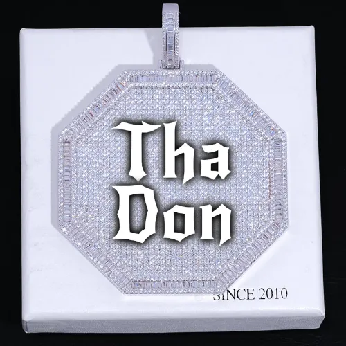 CUSTOM LETTER NECKLACE 3D BIG OCTAGON sold by The GUU Shop