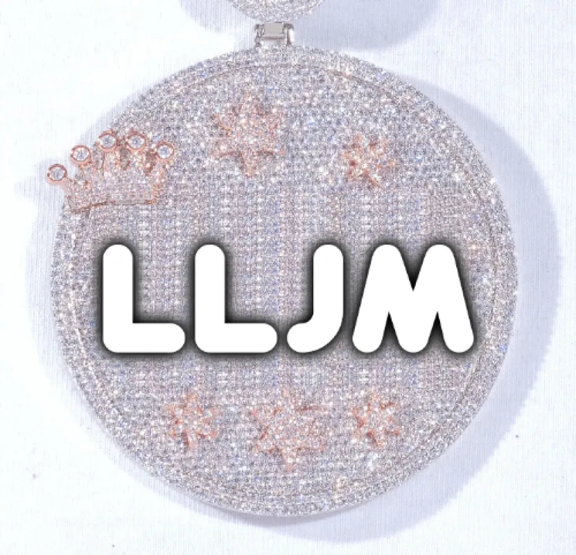 CUSTOM LETTER NECKLACE 3D BIG CROWN DISC sold by The GUU Shop