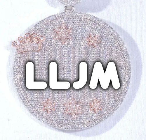 CUSTOM LETTER NECKLACE 3D BIG CROWN DISC sold by The GUU Shop