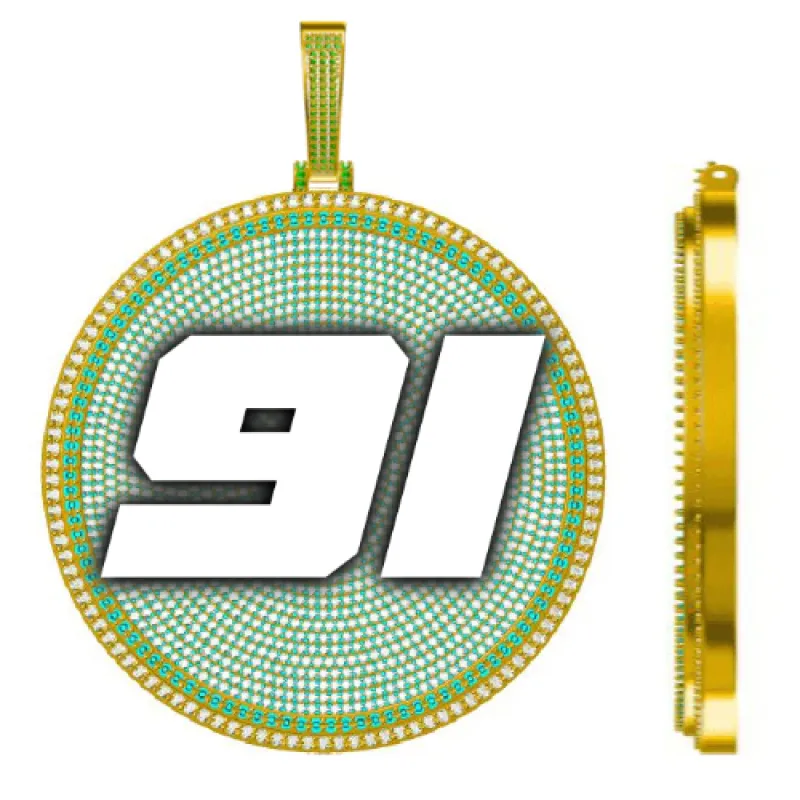 CUSTOM LETTER NECKLACE 3D BIG DISC sold by The GUU Shop