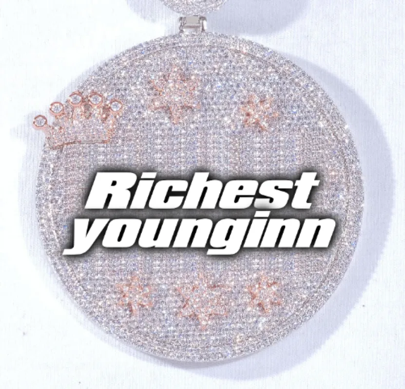 CUSTOM LETTER NECKLACE 3D BIG CROWN DISC sold by The GUU Shop