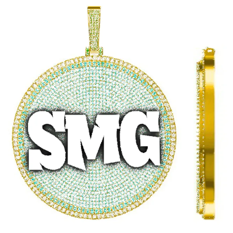 CUSTOM LETTER NECKLACE 3D BIG DISC sold by The GUU Shop