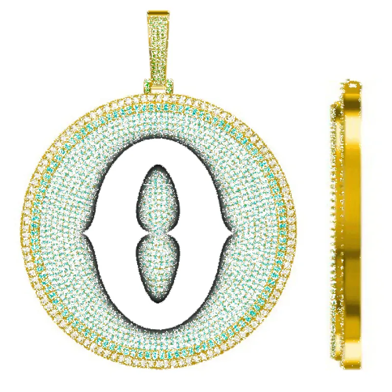 CUSTOM LETTER NECKLACE 3D BIG DISC sold by The GUU Shop