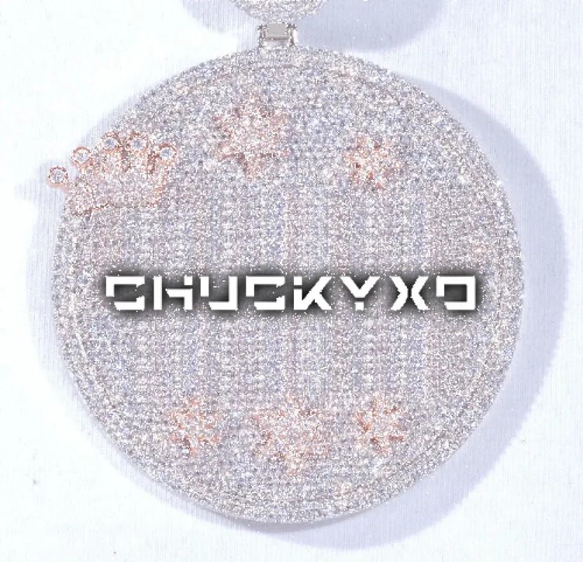CUSTOM LETTER NECKLACE 3D BIG CROWN DISC sold by The GUU Shop