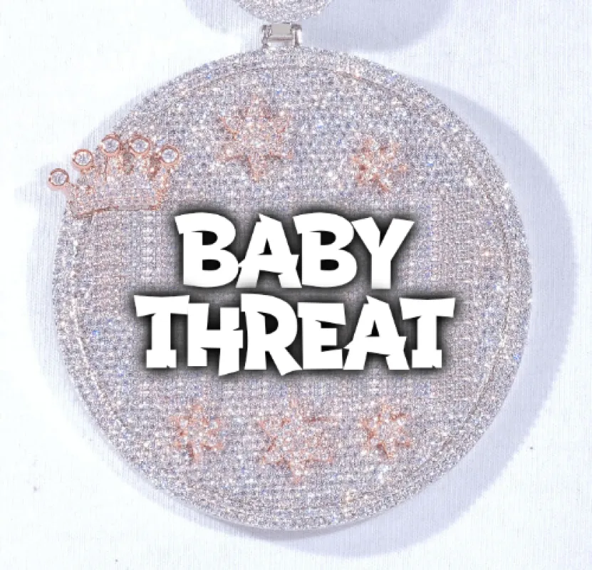 CUSTOM LETTER NECKLACE 3D BIG CROWN DISC sold by The GUU Shop