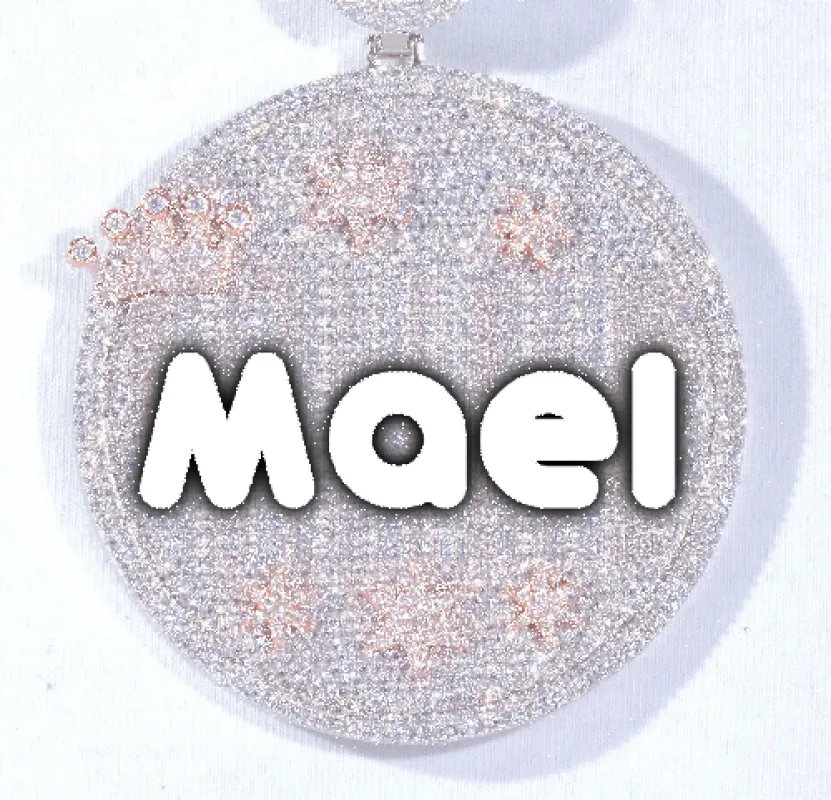 CUSTOM LETTER NECKLACE 3D BIG CROWN DISC sold by The GUU Shop