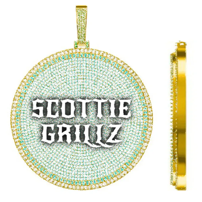 CUSTOM LETTER NECKLACE 3D BIG DISC sold by The GUU Shop