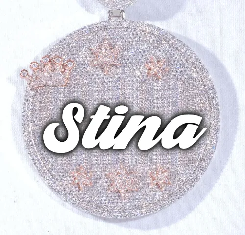 CUSTOM LETTER NECKLACE 3D BIG CROWN DISC sold by The GUU Shop