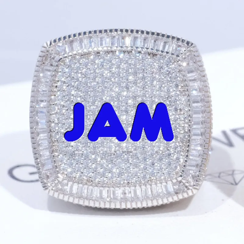 CUSTOM LETTER 3D ICED RING sold by The GUU Shop