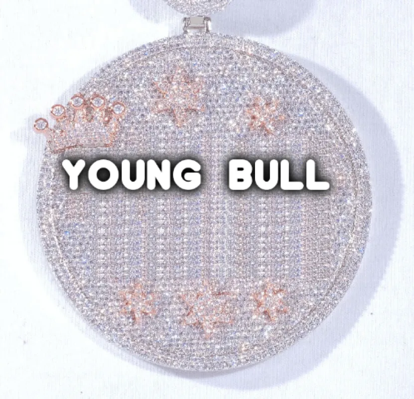 CUSTOM LETTER NECKLACE 3D BIG CROWN DISC sold by The GUU Shop