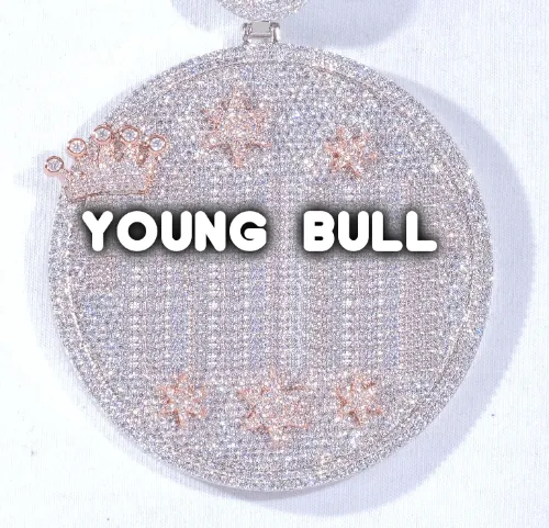 CUSTOM LETTER NECKLACE 3D BIG CROWN DISC sold by The GUU Shop