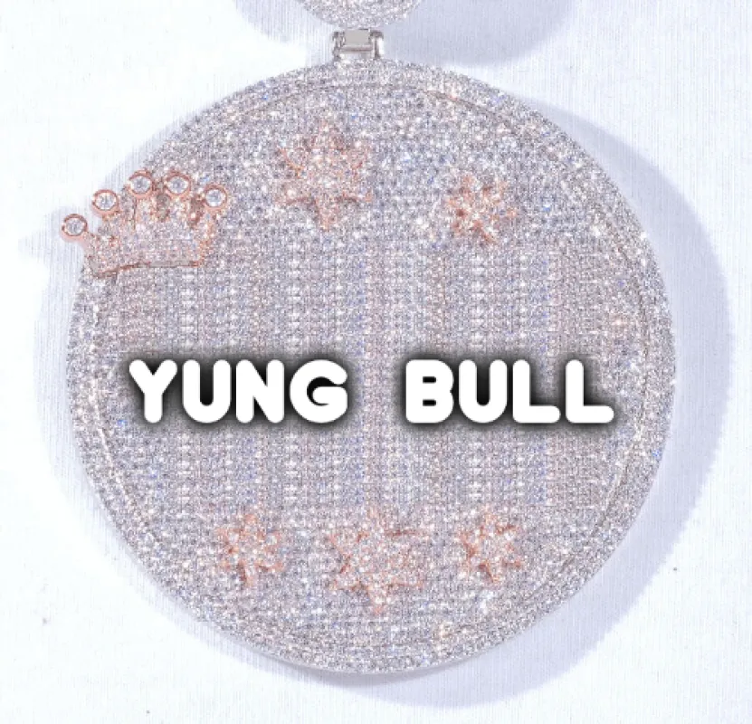 CUSTOM LETTER NECKLACE 3D BIG CROWN DISC sold by The GUU Shop