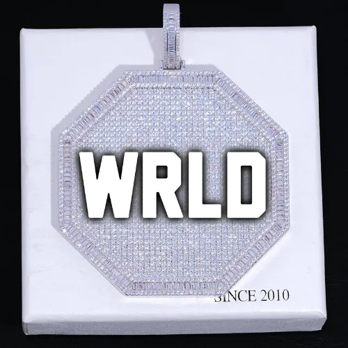 CUSTOM LETTER NECKLACE 3D BIG OCTAGON sold by The GUU Shop