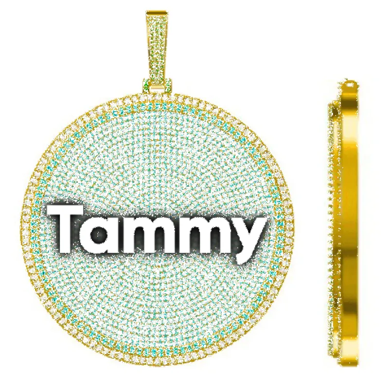 CUSTOM LETTER NECKLACE 3D BIG DISC sold by The GUU Shop