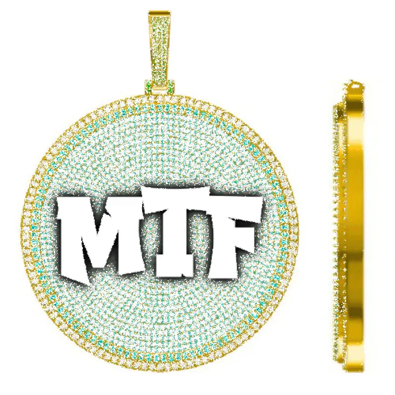 CUSTOM LETTER NECKLACE 3D BIG DISC sold by The GUU Shop