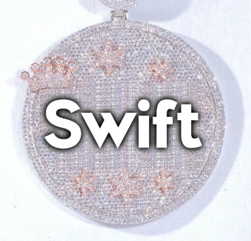 CUSTOM LETTER NECKLACE 3D BIG CROWN DISC sold by The GUU Shop