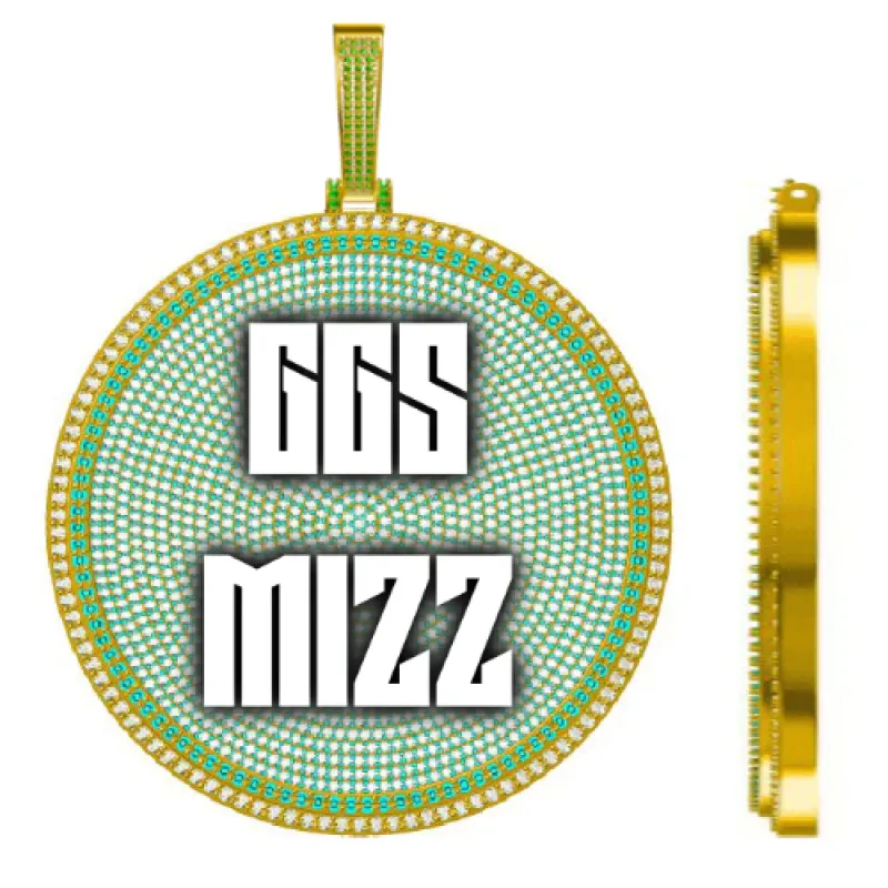 CUSTOM LETTER NECKLACE 3D BIG DISC sold by The GUU Shop