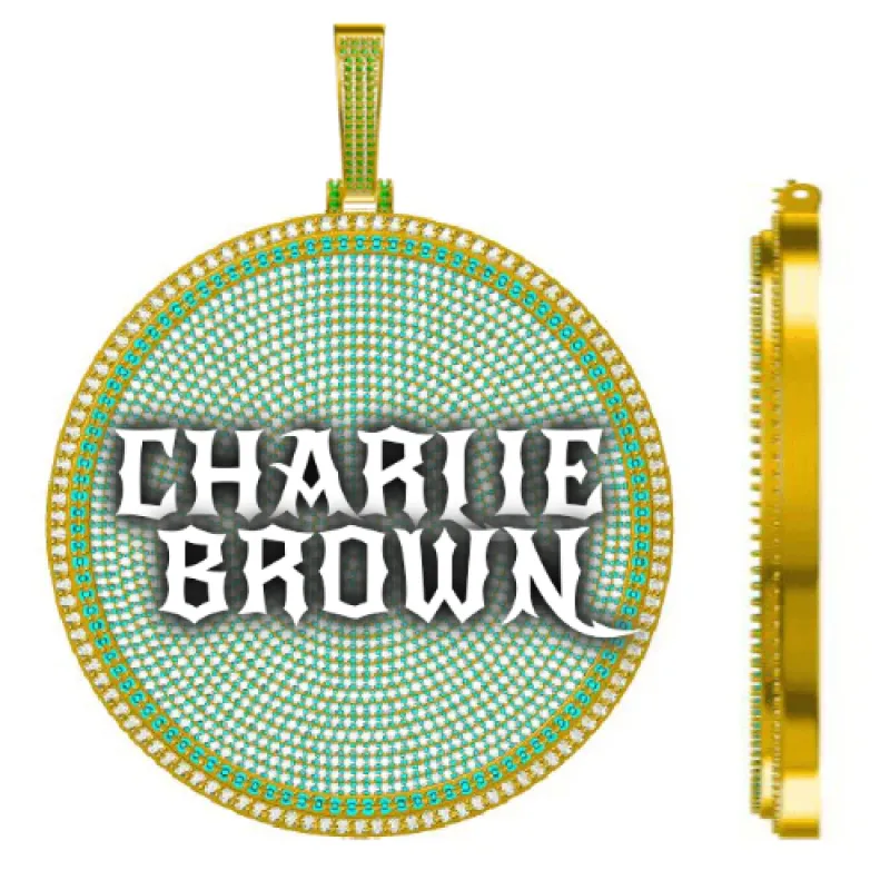 CUSTOM LETTER NECKLACE 3D BIG DISC sold by The GUU Shop