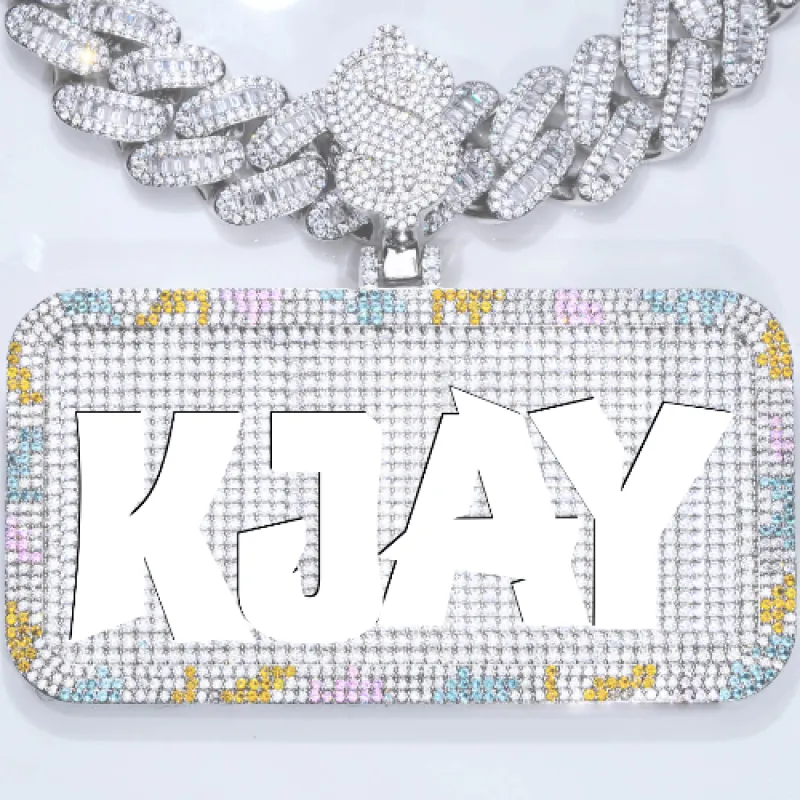 CUSTOM LETTER NECKLACE 3D COLORFUL SQUARE made by The GUU Shop