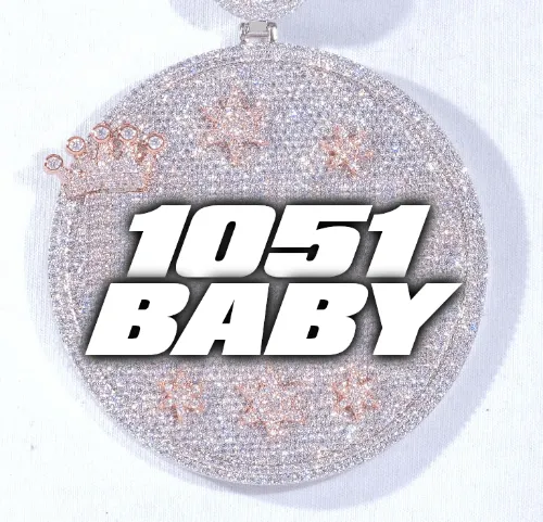 CUSTOM LETTER NECKLACE 3D BIG CROWN DISC sold by The GUU Shop