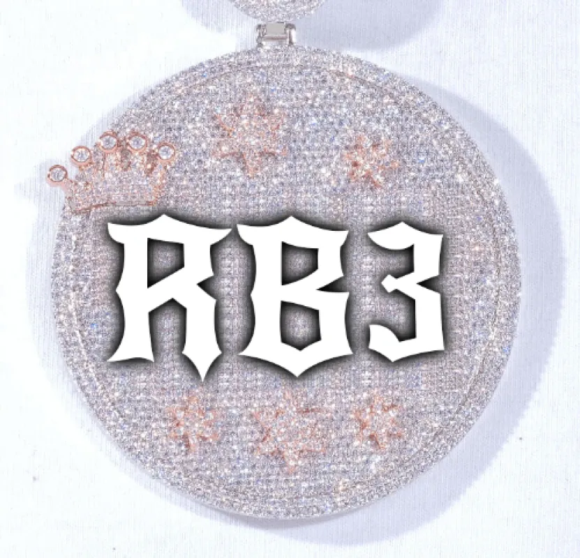 CUSTOM LETTER NECKLACE 3D BIG CROWN DISC sold by The GUU Shop
