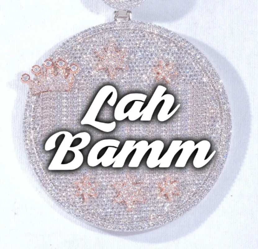 CUSTOM LETTER NECKLACE 3D BIG CROWN DISC sold by The GUU Shop