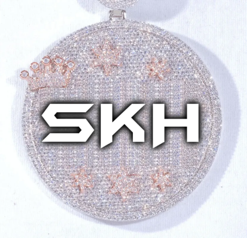 CUSTOM LETTER NECKLACE 3D BIG CROWN DISC sold by The GUU Shop