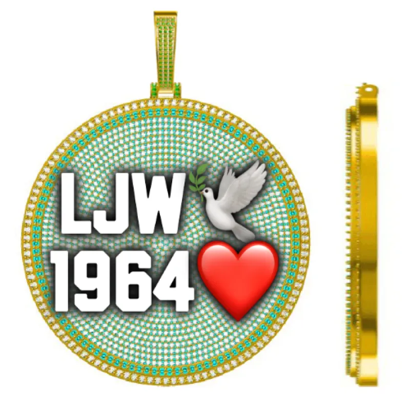 CUSTOM LETTER NECKLACE 3D BIG DISC sold by The GUU Shop