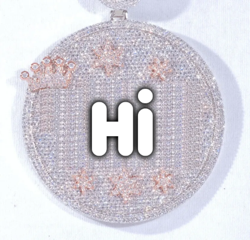 CUSTOM LETTER NECKLACE 3D BIG CROWN DISC sold by The GUU Shop