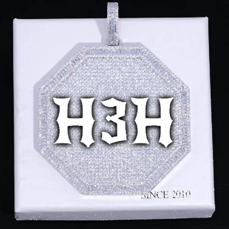 CUSTOM LETTER NECKLACE 3D BIG OCTAGON sold by The GUU Shop