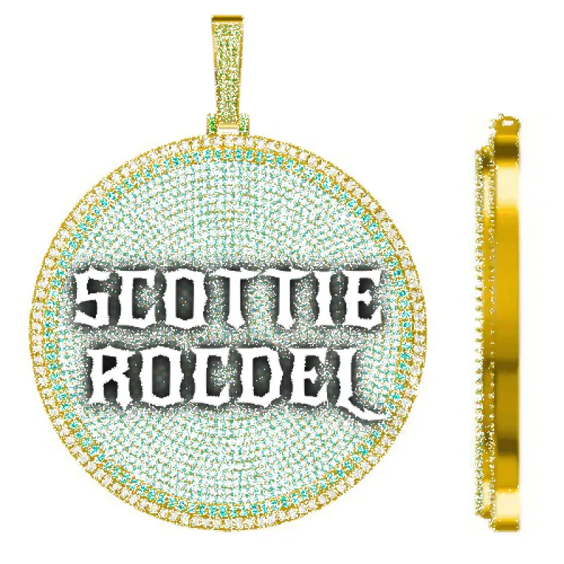 CUSTOM LETTER NECKLACE 3D BIG DISC sold by The GUU Shop