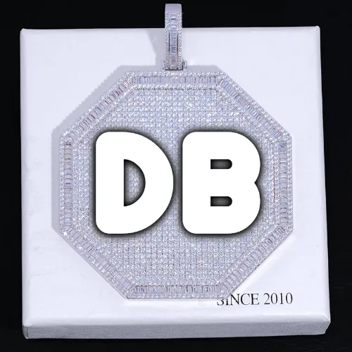 CUSTOM LETTER NECKLACE 3D BIG OCTAGON sold by The GUU Shop