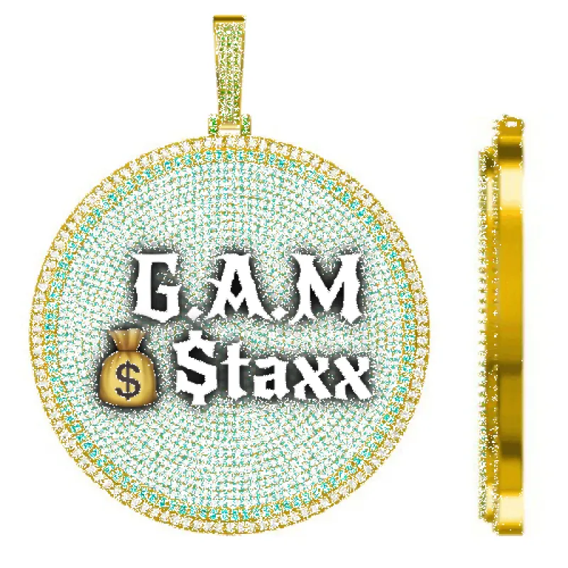 CUSTOM LETTER NECKLACE 3D BIG DISC sold by The GUU Shop