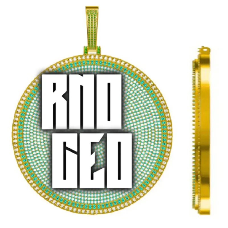 CUSTOM LETTER NECKLACE 3D BIG DISC sold by The GUU Shop