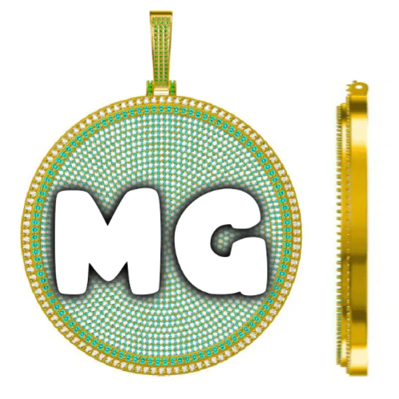 CUSTOM LETTER NECKLACE 3D BIG DISC sold by The GUU Shop