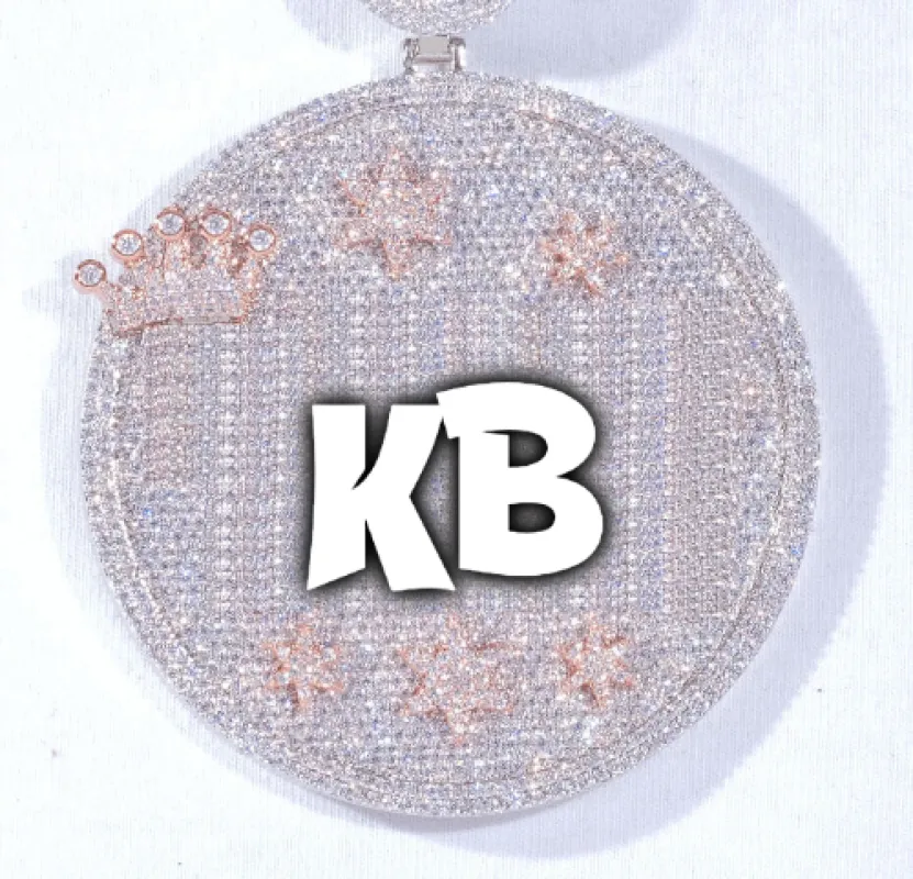 CUSTOM LETTER NECKLACE 3D BIG CROWN DISC sold by The GUU Shop