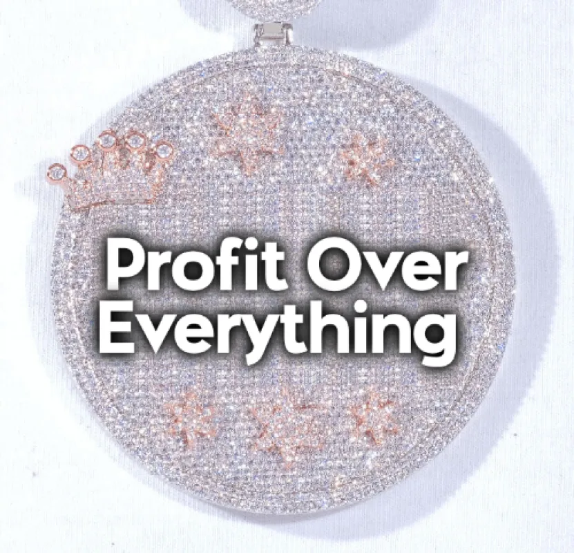 CUSTOM LETTER NECKLACE 3D BIG CROWN DISC sold by The GUU Shop