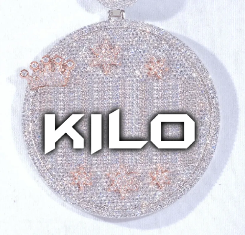 CUSTOM LETTER NECKLACE 3D BIG CROWN DISC sold by The GUU Shop