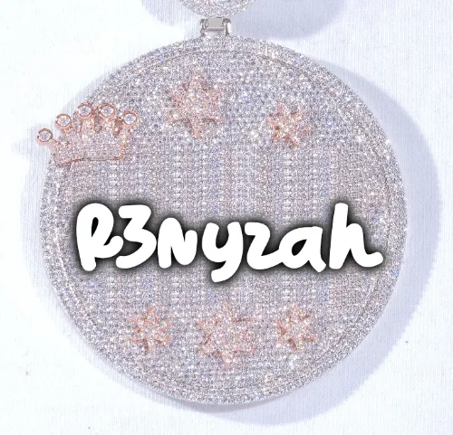 CUSTOM LETTER NECKLACE 3D BIG CROWN DISC sold by The GUU Shop