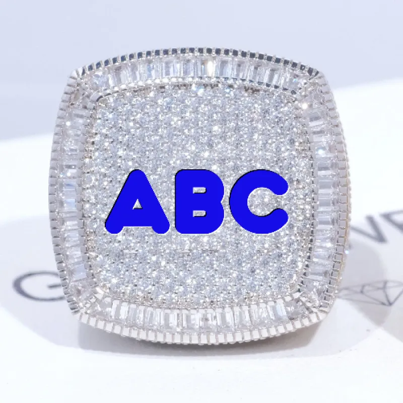 CUSTOM LETTER 3D ICED RING sold by The GUU Shop