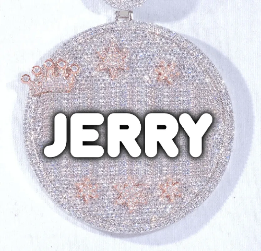 CUSTOM LETTER NECKLACE 3D BIG CROWN DISC sold by The GUU Shop