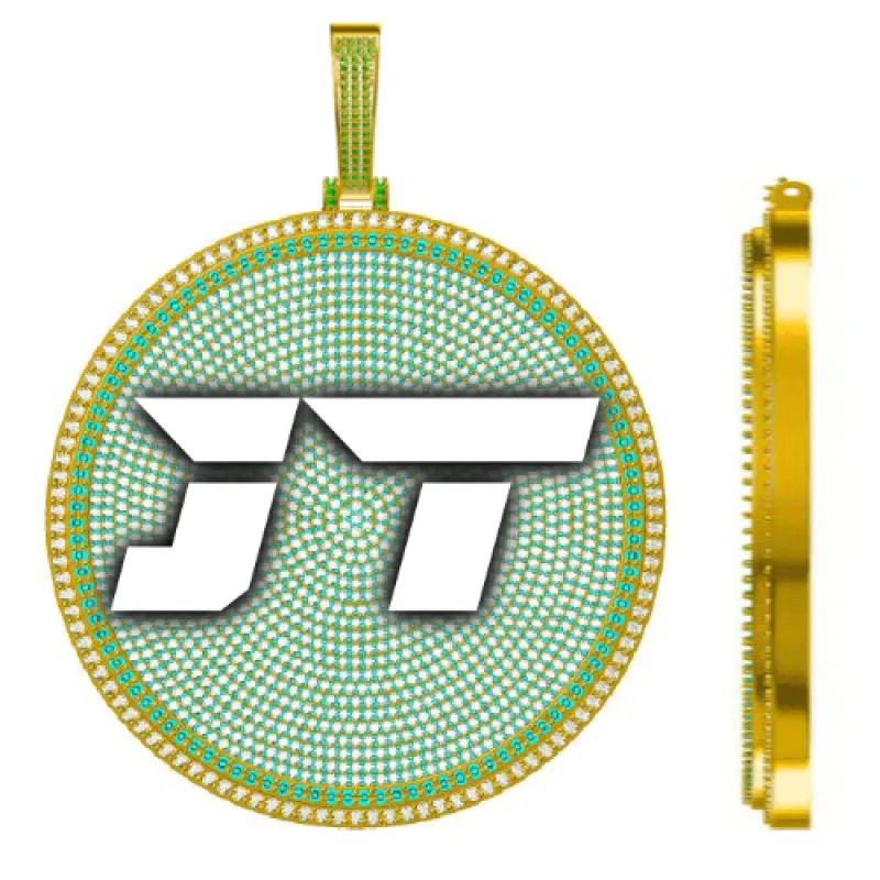 CUSTOM LETTER NECKLACE 3D BIG DISC sold by The GUU Shop